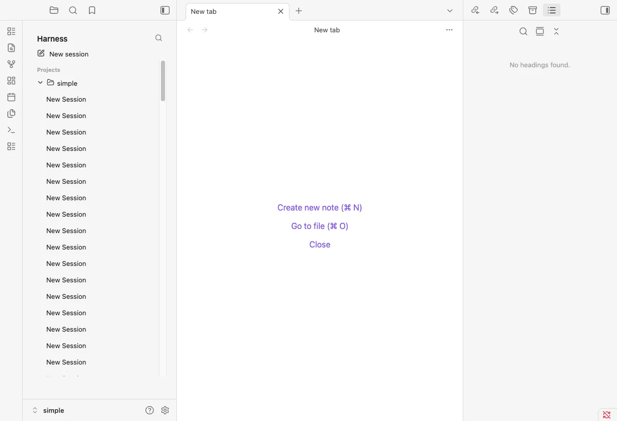Session Manager view in the left sidebar